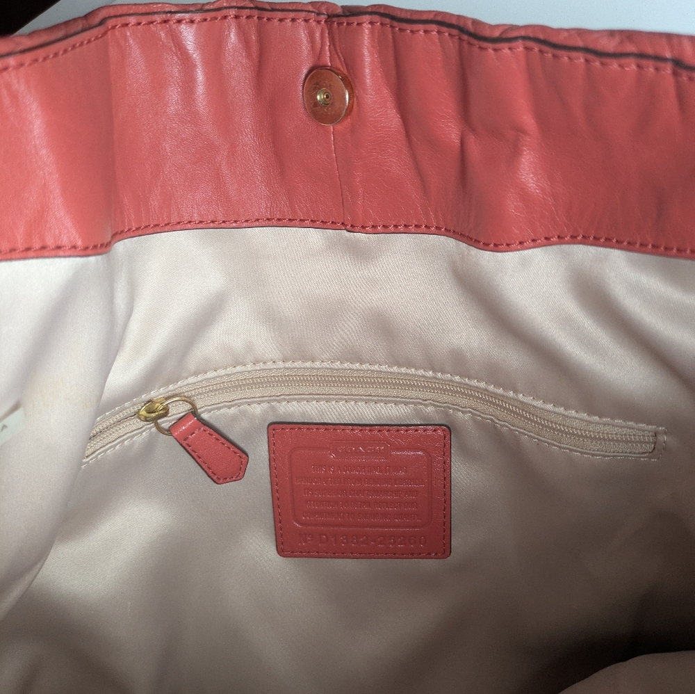 Coach Madison Phoebe Gathered Twist Papaya Leather Shoulder Bag - Picture 13 of 15